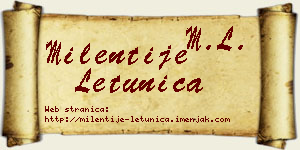 Milentije Letunica vizit kartica